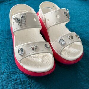 Mega Crush Crocs Sandals White Rainbow